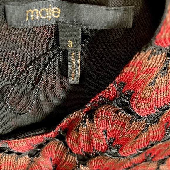 Maje Royani Fit & Flare Bonded Lace Dress - Size 3 - Picture 7 of 12